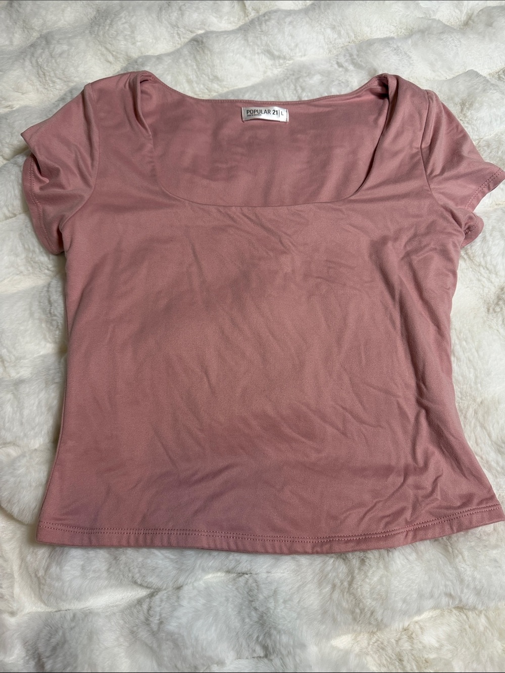 Popular 21 Rose Pink Square-Neck Crop Top